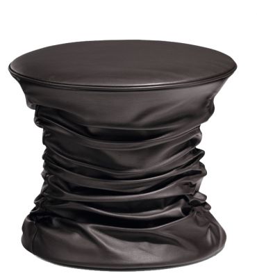 Brauner Bellows Hocker von Walter Knoll, Lederhocker als Beistelltisch oder Sitzgelegenheit.